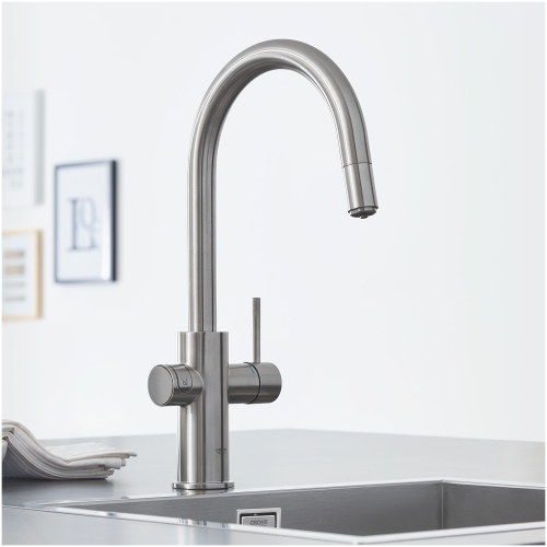 Grohe GROHE Blue Home C-kifolyós kezdőkészlet kihúzható gyöngyöztetővel, supersteel 31541DC0