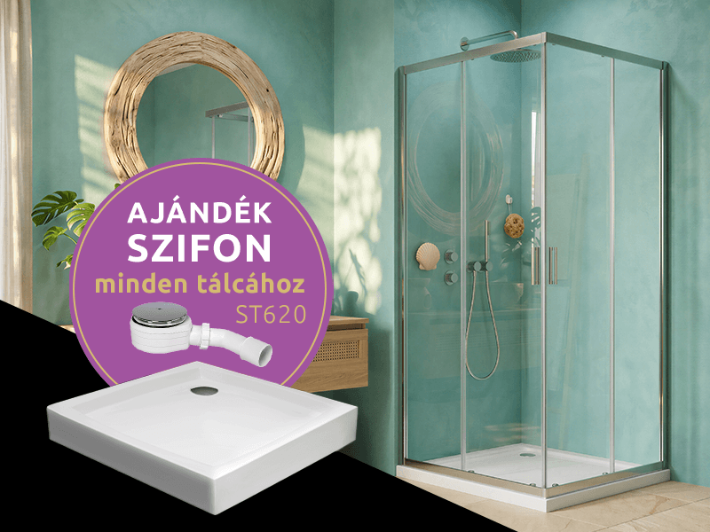 CSOMAGAKCIÓ - H2O Comfort C 90x90 cm szögletes zuhanykabin Nero C előlapos zuhanytálcával, króm 10904