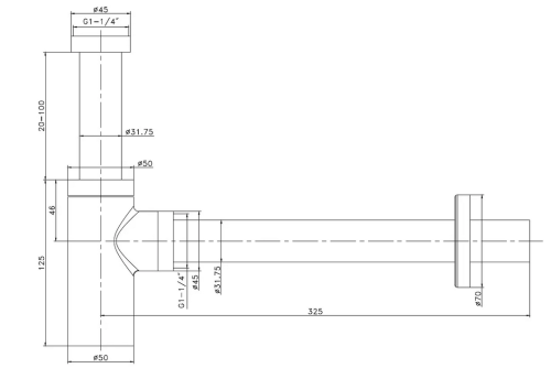 Kielle dizájn mosdó szifon, matt fekete 30901044