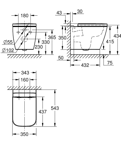 Grohe BauEdge Ceramic rimless fali wc szett 106740SH00