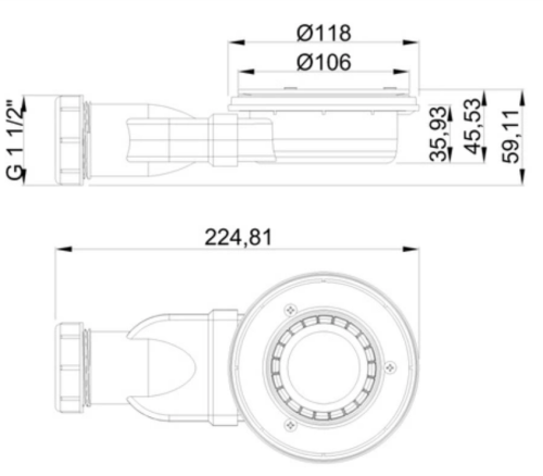 Invena ALVERO SLIM zuhanytálca szifon SU-AK-702-H