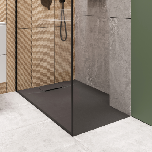 Invena ALVERO zuhanytálca SMC 90x90 cm szifonnal, fekete AK-7C-909-H