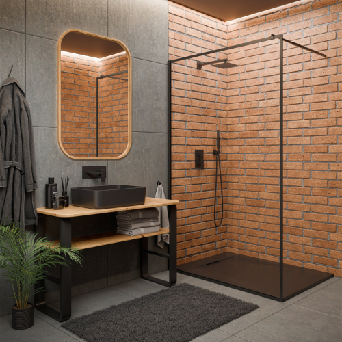 Invena ALVERO zuhanytálca SMC 90x110 cm szifonnal, fekete AK-7C-911-H