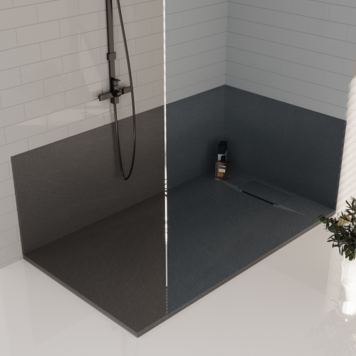 Invena ALVERO zuhanytálca SMC 90x120 cm szifonnal, fekete AK-7C-912-H
