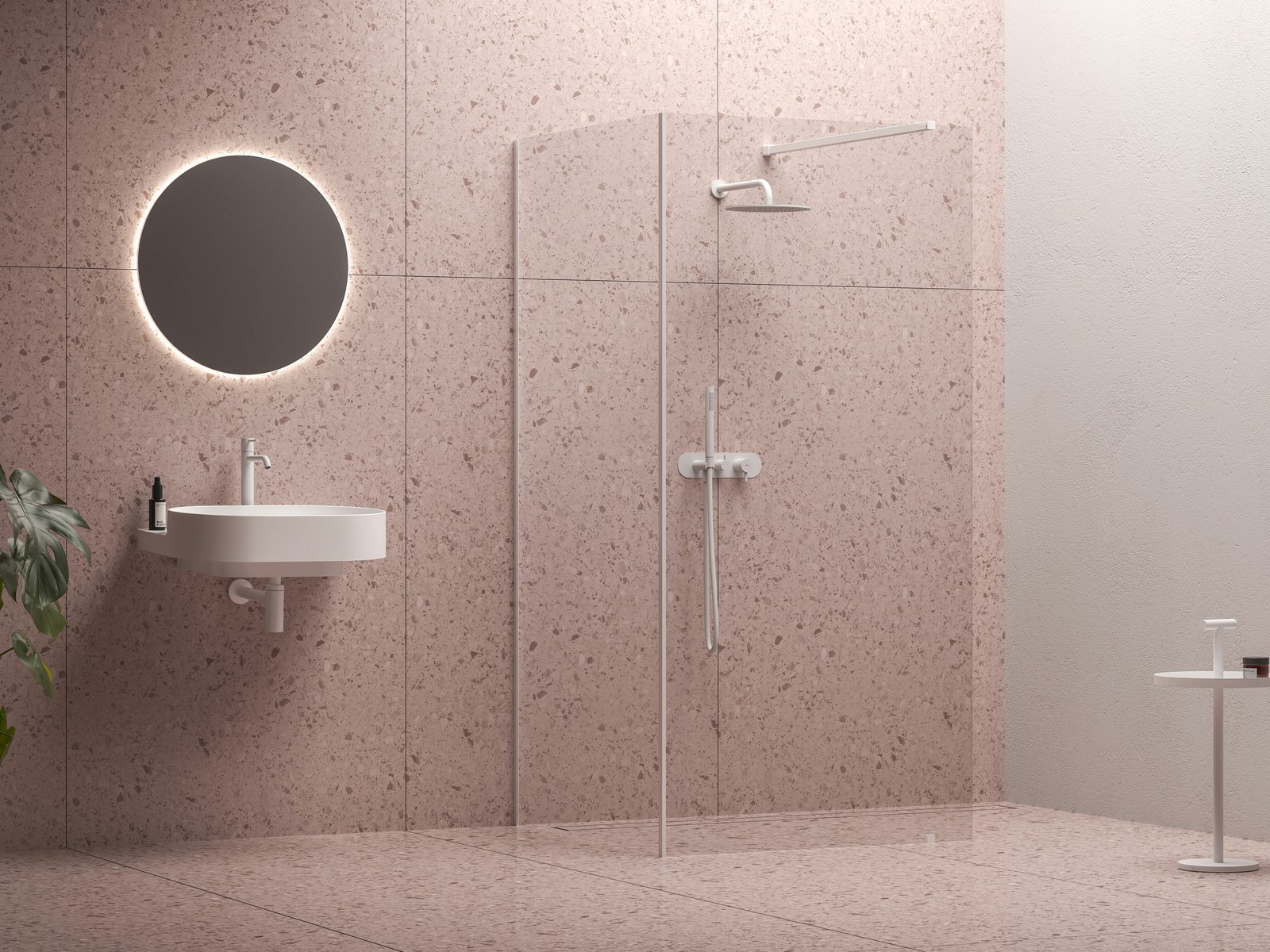 Ravak Corner 120x80 cm Walk-In zuhanykabin Transparent üveggel, matt fehér GW1CG4E0SZ1