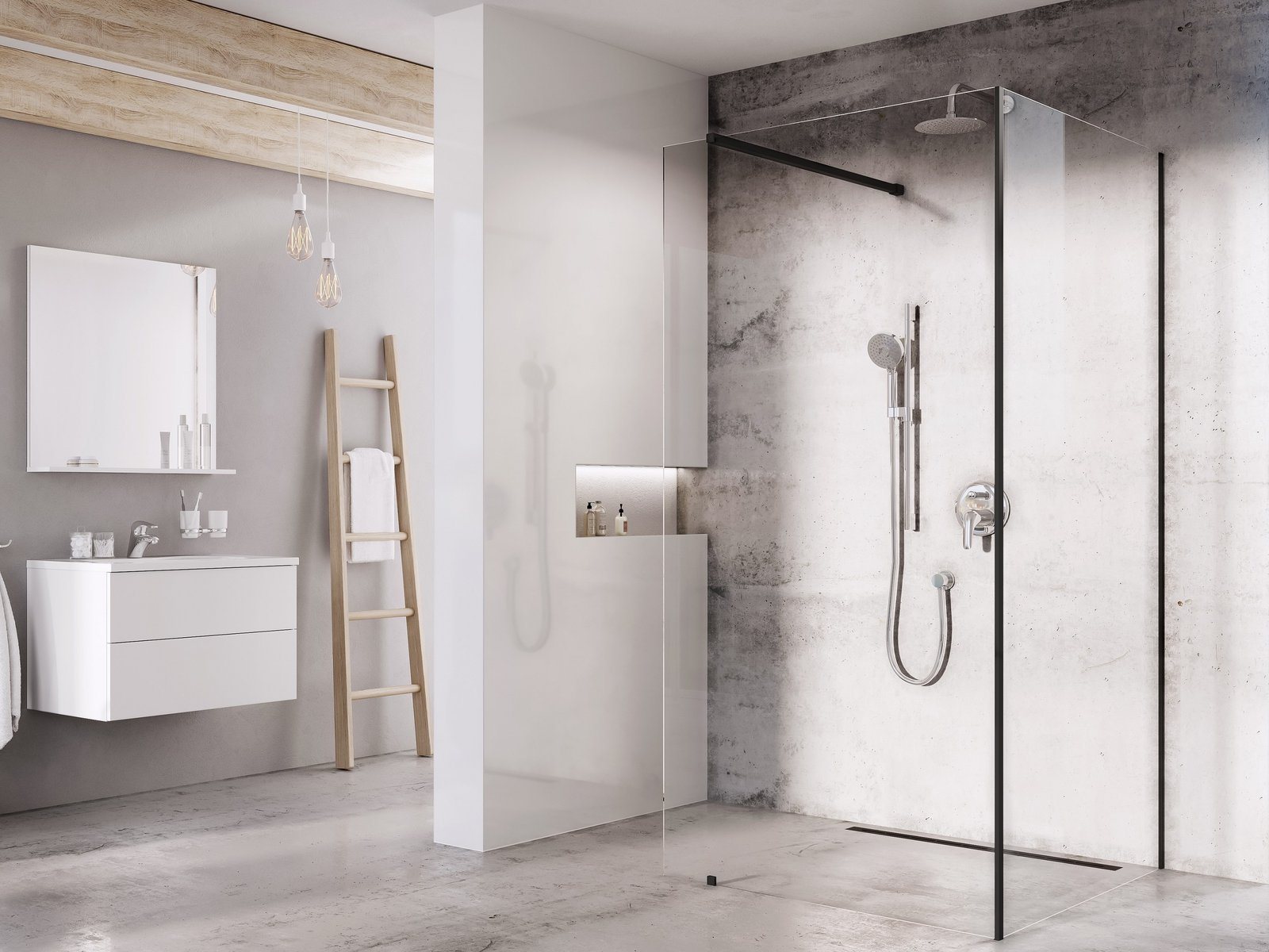 Ravak Corner 120x90 cm Walk-In zuhanykabin Transparent üveggel, fekete GW1CG730SZ1