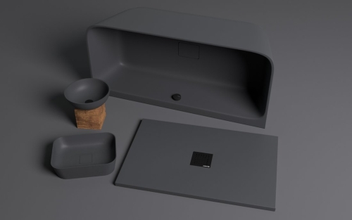 Sapho POLYSAN SKYLLA 169x75 cm szabadon álló öntöttmárvány kád, matt antracit 72430.51