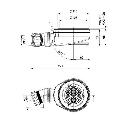 Sapho POLYSAN helytakarékos zuhanytálca szifon 17672