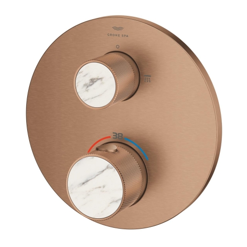 Grohe Atrio Private Collection termosztatikus zuhanycsaptelep 2 kimenethez, beépített elzáró/váltó szeleppel, gombbal, brushed warm sunset 24396DL0