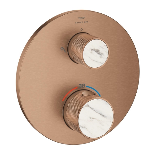 Grohe Atrio Private Collection termosztatikus zuhanycsaptelep 2 kimenethez, beépített elzáró/váltó szeleppel, gombbal, brushed warm sunset 24396DL0