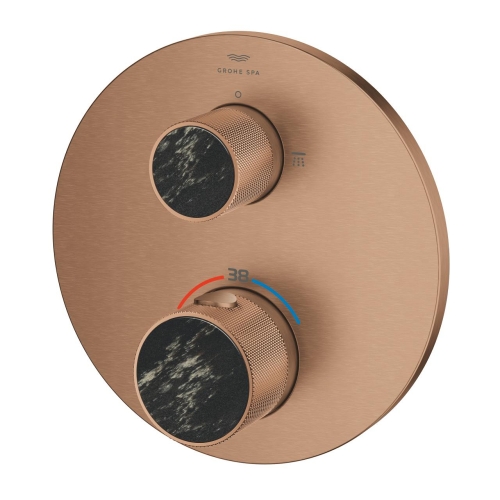 Grohe Atrio Private Collection termosztatikus zuhanycsaptelep 2 kimenethez, beépített elzáró/váltó szeleppel, gombbal, brushed warm sunset 24396DL0