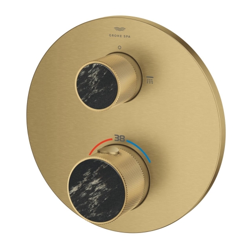 Grohe Atrio Private Collection termosztatikus zuhanycsaptelep 2 kimenethez, beépített elzáró/váltó szeleppel, gombbal, brushed cool sunrise 24396GN0