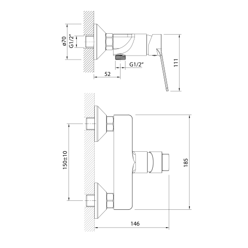 Sapho AQUALINE SINTRA zuhany csaptelep, króm SX011