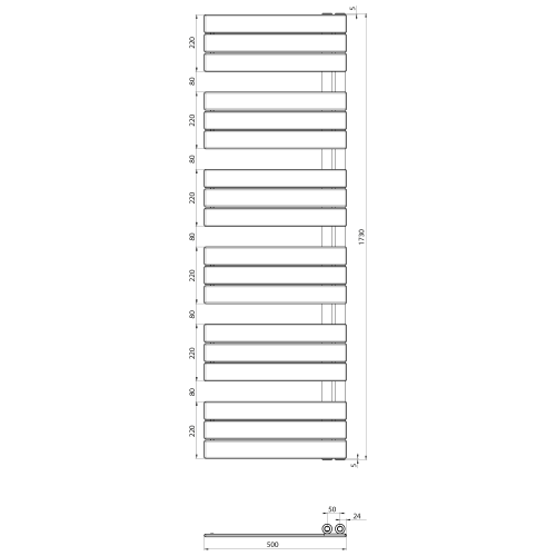 Sapho AQUALINE MYTHOS 500x1730 mm fürdőszobai radiátor, króm LLM517C