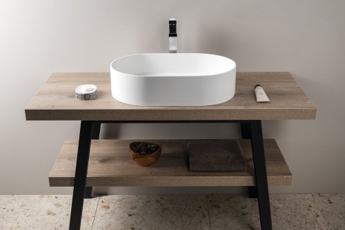 Sapho THIN 55x35 cm Rockstone pultra szerelhető mosdó, matt fehér WN205