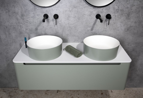 Sapho THIN 38 cm Rockstone pultra szerelhető mosdó, matt fehér/verde WN548-44