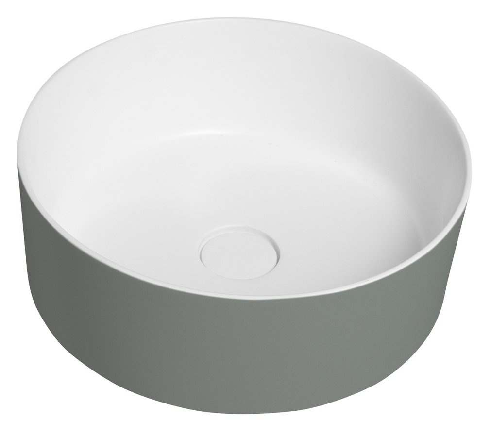 Sapho THIN 38 cm Rockstone pultra szerelhető mosdó, matt fehér/verde WN548-44