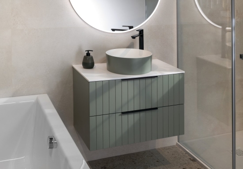 Sapho THIN 38 cm Rockstone pultra szerelhető mosdó, matt fehér/verde WN548-44