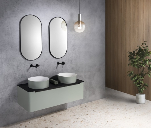 Sapho THIN 38 cm Rockstone pultra szerelhető mosdó, matt fehér/verde WN548-44