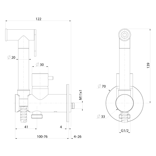 Sapho ULTRAMIX falba süllyesztett csaptelep bidézuhannyal, matt fekete UT013B