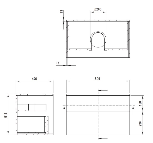 Deante PRIZMA 80 cm alsó szekrény pultra ültethető mosdóhoz, fényes fehér SDI_6B81