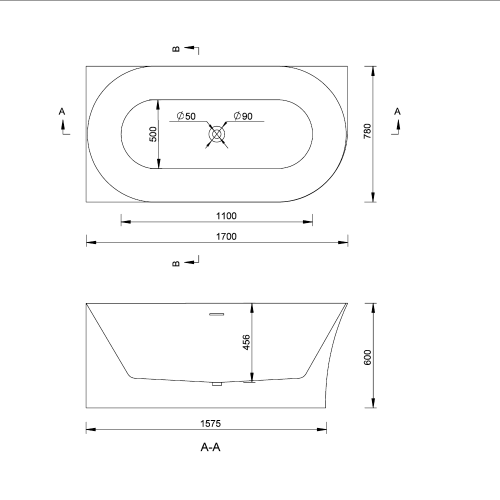 Emporia Molly sarokba tolható szabadonálló kád 170x75 cm balos, fehér TW-7790L-1700