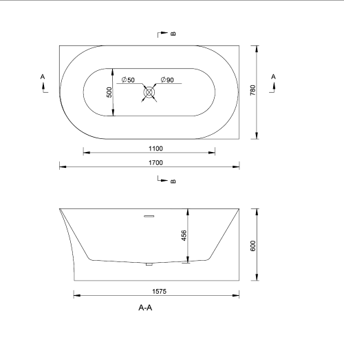 Emporia Molly sarokba tolható szabadonálló kád 170x75 cm jobbos, fehér TW-7790R-1700