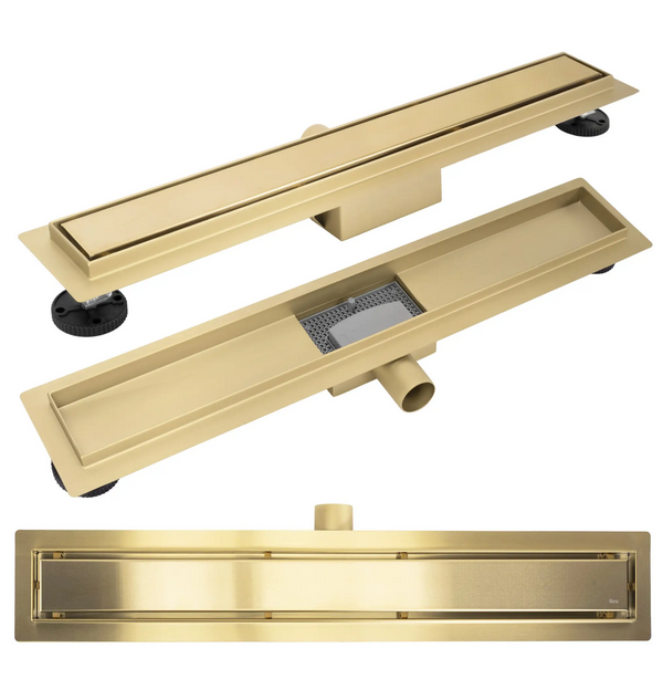 Rea Neox rozsdamentes acél zuhanyfolyóka 50 cm, szálcsiszolt arany REA-G4891