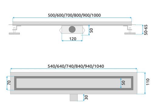 Rea Neox rozsdamentes acél zuhanyfolyóka 80 cm, fényes arany REA-G2563