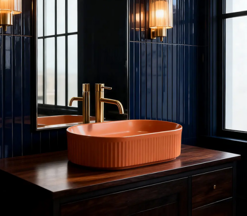 Rea Vanda pultra ültethető mosdó 49x31 cm, Cinnamon Matt REA-U6377