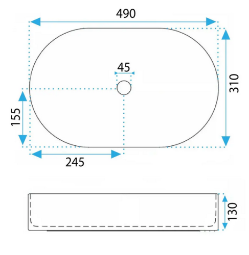 Rea Vanda pultra ültethető mosdó 49x31 cm, Cinnamon Matt REA-U6377