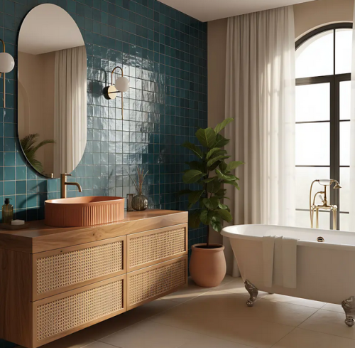 Rea Vanda pultra ültethető mosdó 49x31 cm, Cinnamon Matt REA-U6377