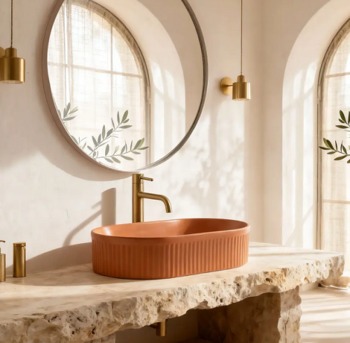 Rea Vanda pultra ültethető mosdó 49x31 cm, Cinnamon Matt REA-U6377