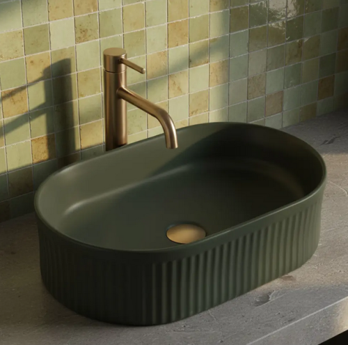 Rea Vanda pultra ültethető mosdó 49x31 cm, matt oliva REA-U6311