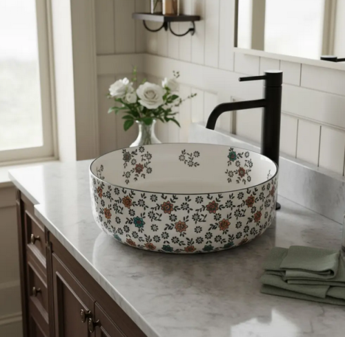 Rea Stefania Fiori pultra ültethető mosdó 36 cm, fehér REA-U9853