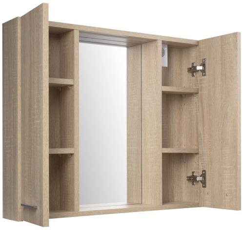 AQUALINE ZOJA tükrösszekrény LED világítással, 70x60x14cm, platina strip tölgy 45029S