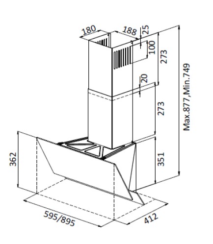 EVIDO SKY PRO 60W design páraelszívó, 60 cm, érintőszenzoros vezérlés, fehér üveg CHY6TW.1