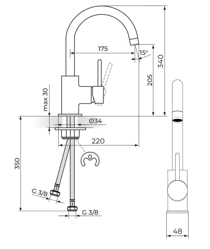 EVIDO LANA íves álló gránit csaptelep, antracit 105753