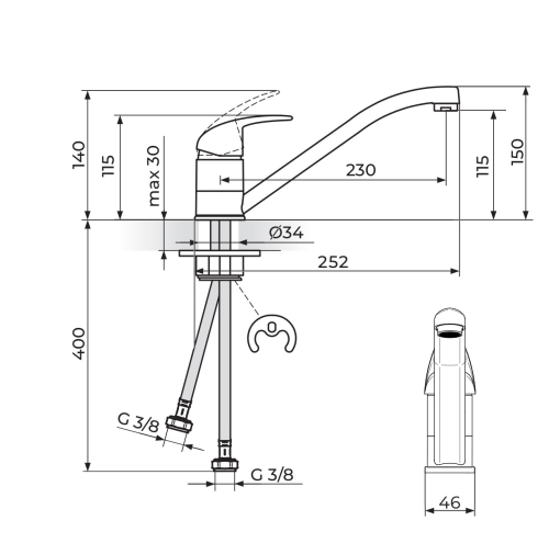 EVIDO PINGUIN álló gránit csaptelep, bézs 105738