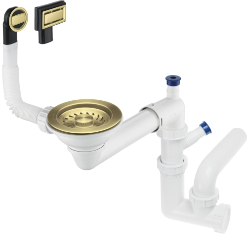 Deante SPACE-SAVER lefolyócsomag 1 medencés mosogatóhoz, szálcsiszolt arany ZXY_R949