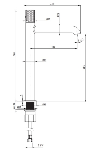 Deante SILIA HEXA magasított mosdó csaptelep, szálcsiszolt króm BHS_F20K