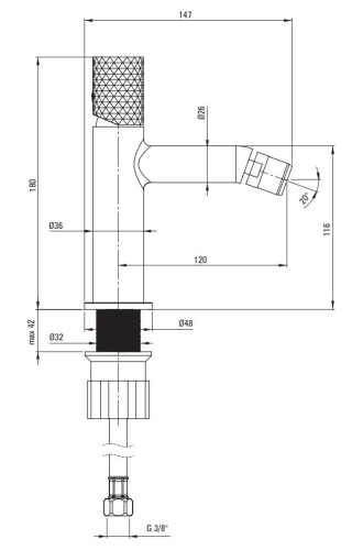 Deante SILIA HEXA bidé csaptelep, szálcsiszolt króm BHS_F30M