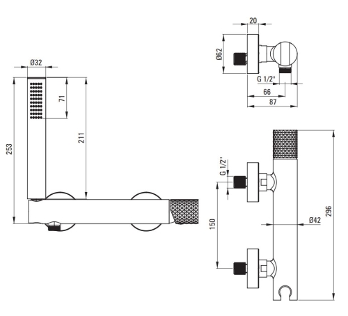 Deante SILIA HEXA zuhany csaptelep zuhanyszettel, szálcsiszolt arany BHS_R41M