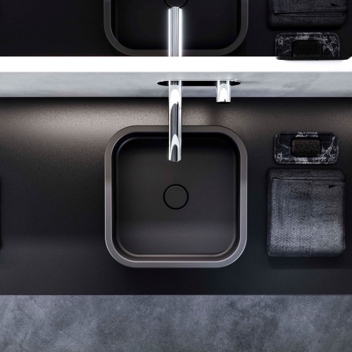 Sapho KERASAN HAKO 30x30 cm pultra ültethető mosdó, matt fekete 554331