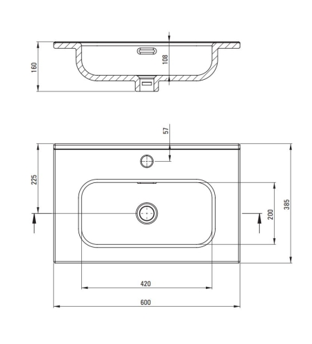 Deante TUBO 60 cm kerámia mosdó, fehér CTU_6U6M