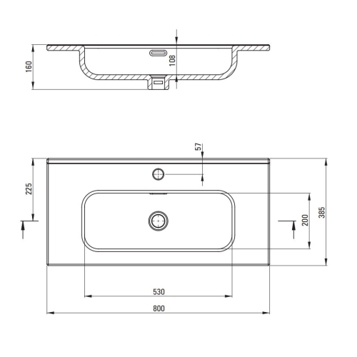 Deante TUBO 80 cm kerámia mosdó, fehér CTU_6U8M
