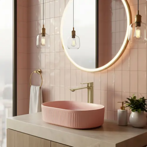 Rea Drop Brush Gold magasított mosdó csaptelep, szálcsiszolt arany REA-B4637