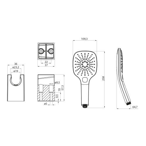 Sapho zuhanyszett 3 funkciós kézizuhannyal, króm 1204-62