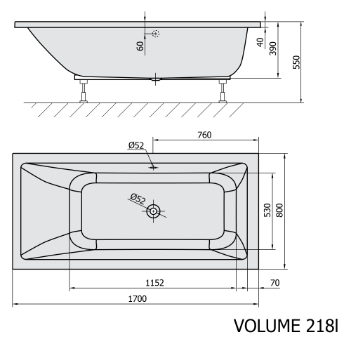 Sapho POLYSAN MIMOA 170x80 cm egyenes kád, matt fehér 71713.11