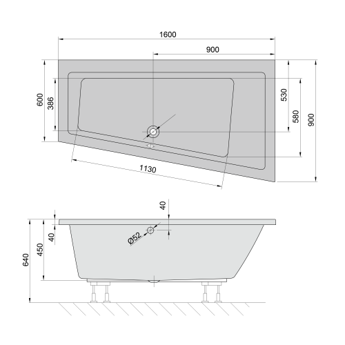 Sapho POLYSAN ANDRA 160x90 cm jobbos aszimmetrikus kád, matt fehér 81541.11